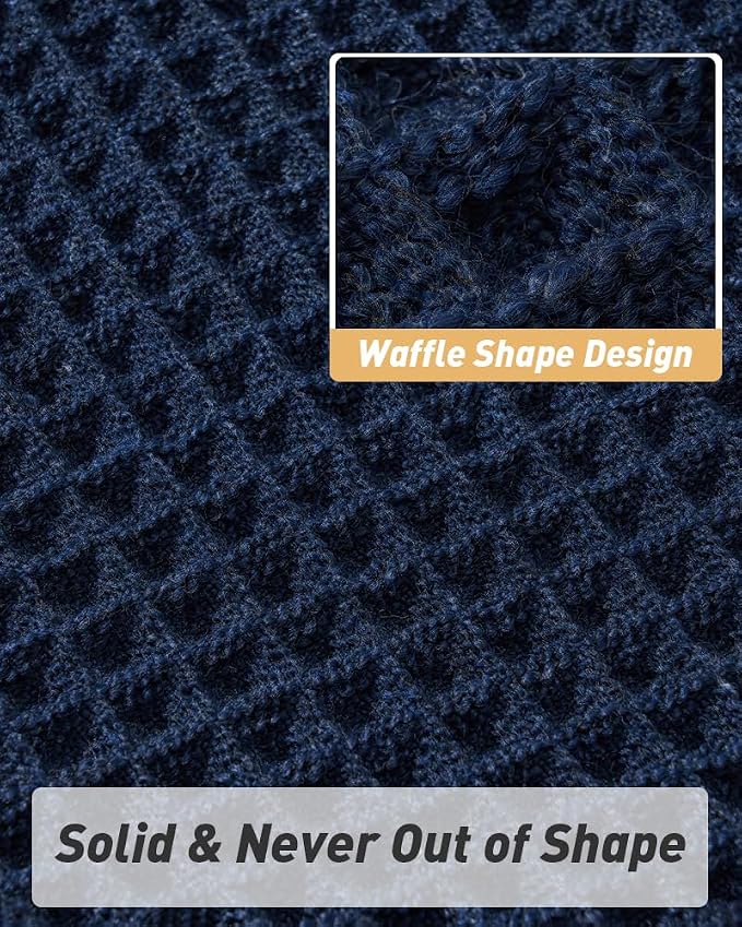 Upgraded Waffle Runner Rug Super Absorbent Non Slip Bath Mats for Bathroom, Washable Bathroom Runner Rug with Tassels, Ideal for Hallway Bedroom Laundry Room, Brown, 2'x 4'(24" x 48"), Navy Blue