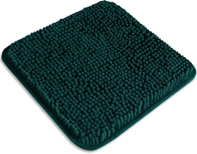 Small Bathroom Rug 12"x12" – Washable and Absorbent Mini Bath Mat, Non Slip, Thick Soft Chenille Bath Rugs for Bathroom, Shower, Locker Rug(Dark Teal)