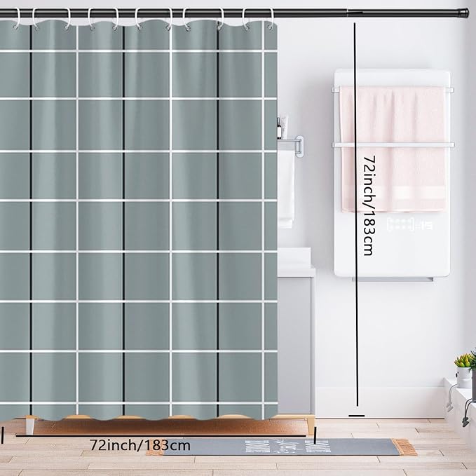 LLSCL Fabric Shower Curtain Liner with Magnets, Waterproof Hotel Quality, 72 x 72 Machine Washable