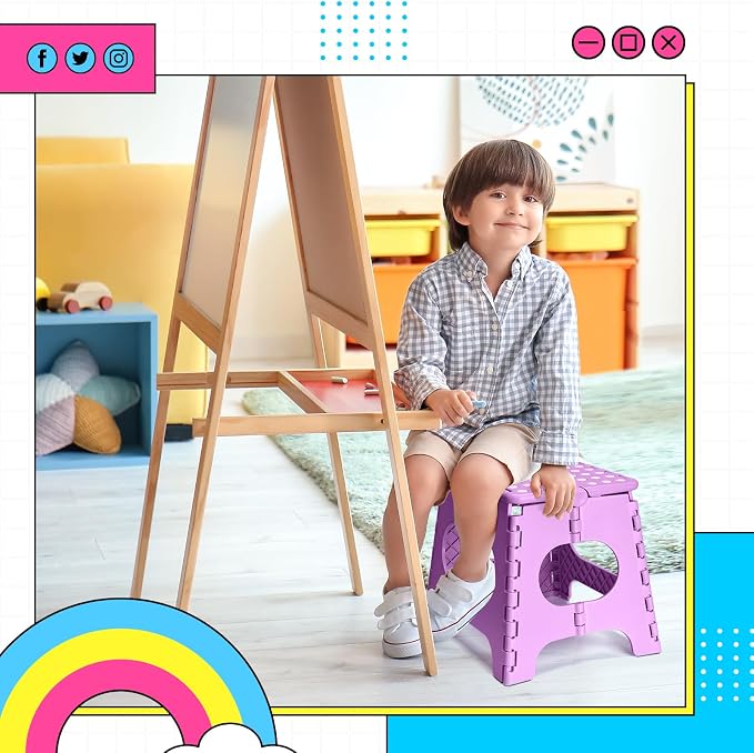 Delxo Folding Step Stool 11 Inch,300 Lbs Step Stool for Kids&Adults Purple | Foldable Step Stool 11",Non-Slip Foot Stools with Handle,Lightweight Collapsible stools for Kitchen,Bathroom,Bedroom,Garden