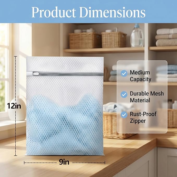 3Pcs Laundry Bags Mesh Wash Bags 9x12 Inches | (3 Small) | Upgraded Honeycomb & Fine Mesh, Extra Durable with Sturdy Zippers