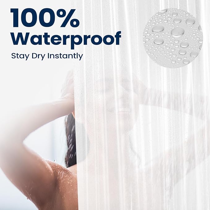downluxe Shower Curtain Liner, PEVA Plastic Shower Liner with 3 Magnets, 72" x 72" Waterproof Bathroom Curtain, Frosted, 1 Pack
