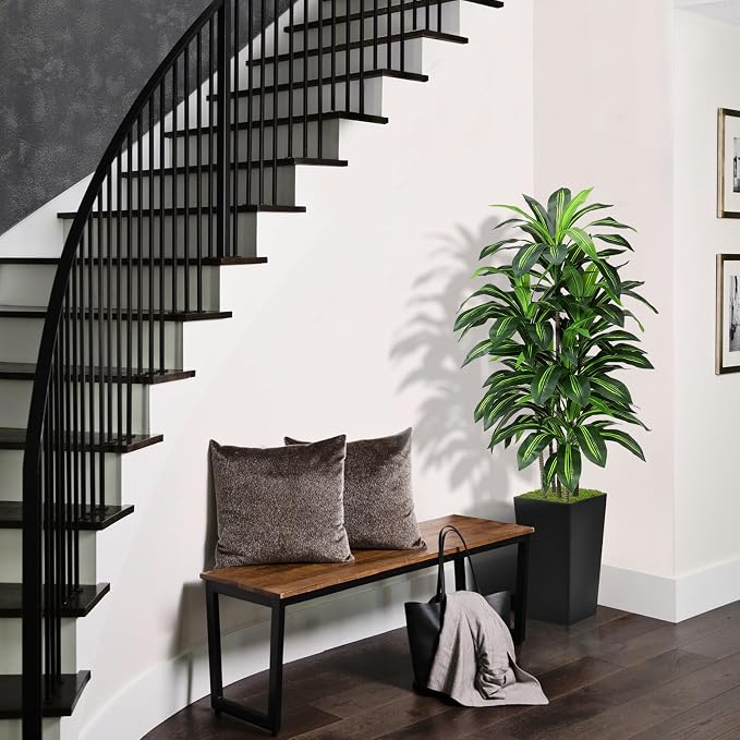 ASTIDY Artificial Plant 5FT Dracaena Fake Tree with Black Tall Planter | Faux Yucca Floor Plant in Pot, Artificial Trees Indoor for Home Office Living Room Decor