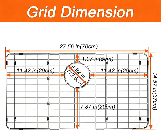 Sink Protectors for Kitchen Sink, Rust-Resistant Grid Rack for Sink Bottom, Scratch Prevention, Drainage Support,Stainless Steel,27-9/16 * 14-9/16 inch
