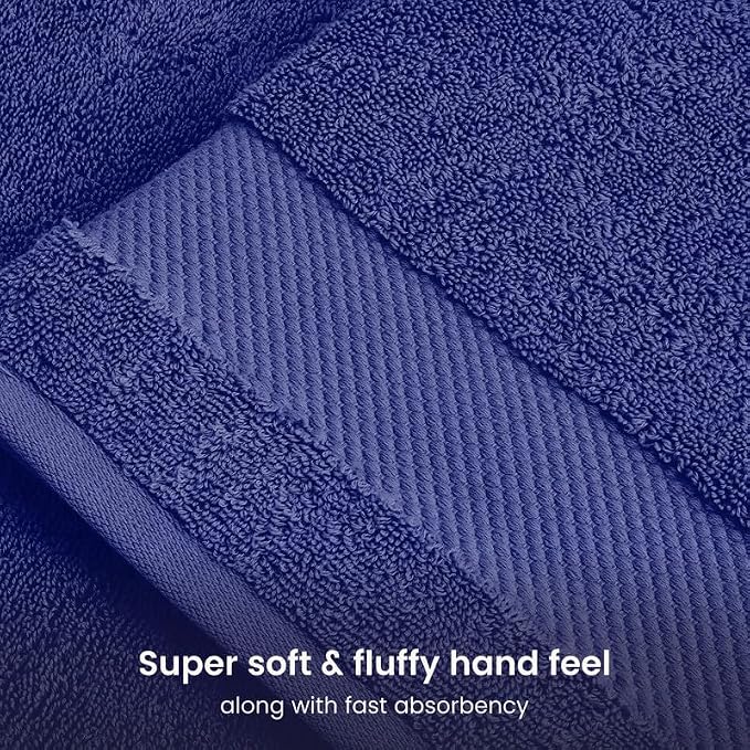 100% Organic Cotton Bath Sheet Set of 2 | Soft Oversized Bath Towels | 700 GSM Premium Bath Towel Sheet Set GOTS Certified - Navy Blue