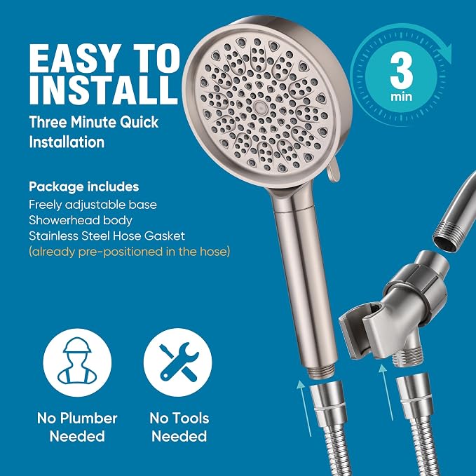 Cobbe Filtered Shower Head with Handheld, Water Softener for Hard Water | High Pressure 6 Spray Mode Shower Head with Filters - Remove Chlorine - Reduces Dry Itchy Skin,Brushed Nickel