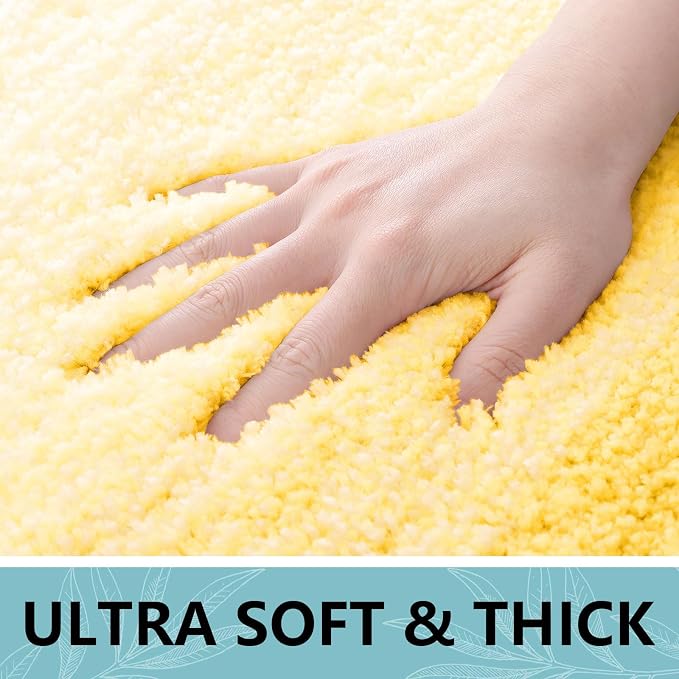 Arotive Microfiber Bathroom Rugs, Shaggy Soft Absorbent Bath Rug, 47x17 | Yellow, Rubber Backing Thick Plush Machine Washable Dry Bath Mats for Bathroom, Tub and Shower, Rectangular