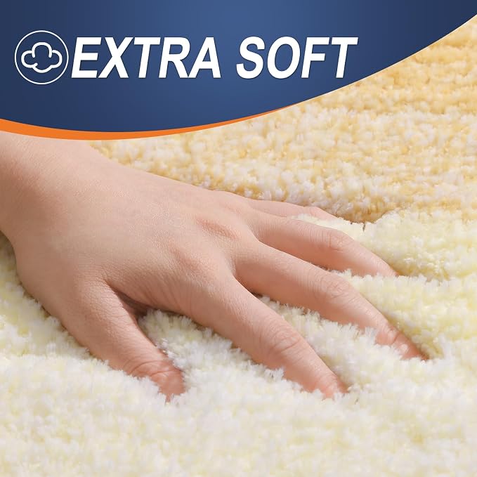 OLANLY Small Bathroom Rugs 24x16, Extra Soft Absorbent Microfiber Bath Rugs | Light Yellow, Non-Slip Quick-Drying Rubber Backing, Washable Plush Bath Mat for Floor, Tub and Shower, Home Decor Accessories