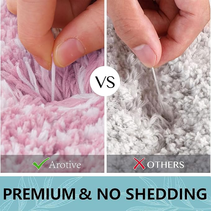 Arotive Microfiber Bathroom Rugs, Shaggy Soft Absorbent Bath Rug, 24x16 | Mauve, Rubber Backing Thick Plush Machine Washable Dry Bath Mats for Bathroom, Tub and Shower, Rectangular
