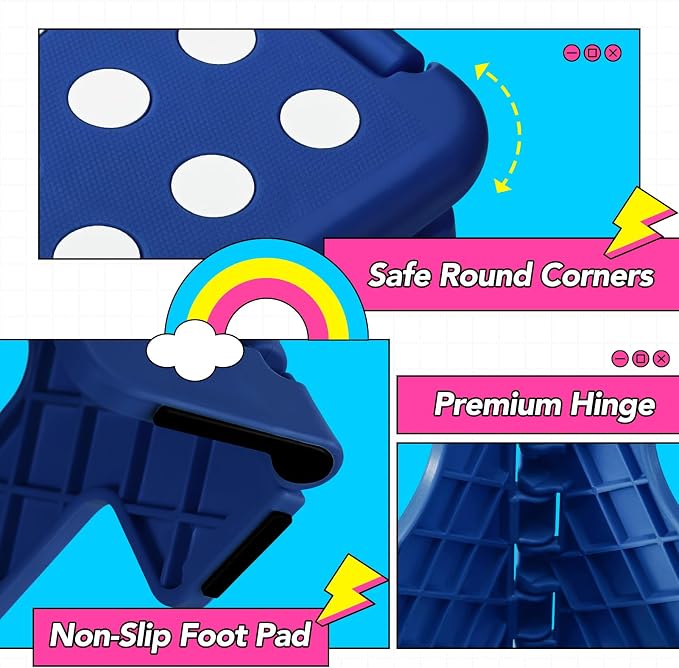 Delxo Folding Step Stool 13 Inch,300 Lbs Step Stool for Adults Blue | Foldable Step Stool 13",Non-Slip Foot Stools with Handle,Lightweight Collapsible stools for Kitchen,Bathroom,Bedroom,Garden