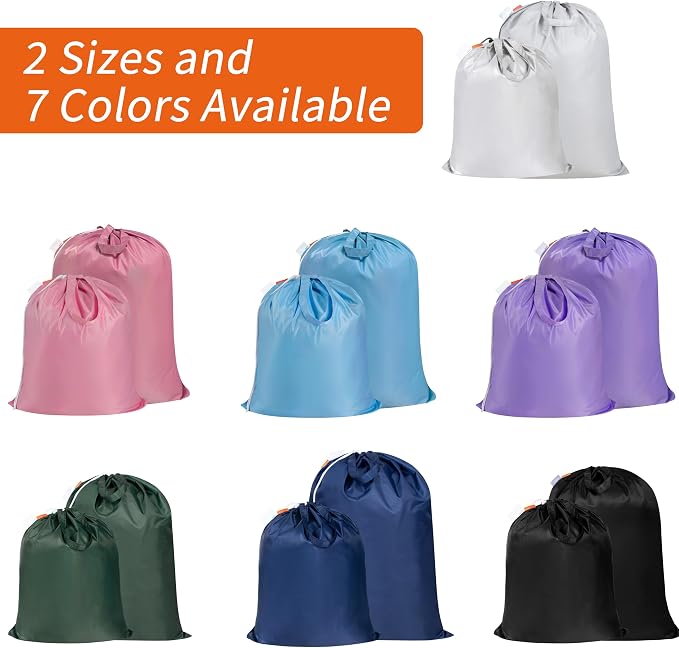 Extra Heavy-Duty Laundry Bag with Handles, Green, 21x24” | Medium Size, Name ID Tag, Machine Washable, Reinforced Handles, Drawstring Closure, For College Dorm Travel
