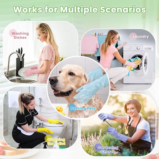 Jsocoah Cleaning Gloves for Dishwashing, 4/5 Pairs Reusable Kitchen Gloves for Wash, Household Cleaning Glove for Dishes Pet