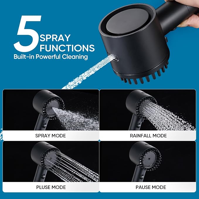 Filtered Shower Head with Handheld, Showerhead with Filters Black | Cobbe Filtered Shower Head with Handheld Built-in Power Wash - Remove Chlorine - Reduces Dry Itchy Skin, Black