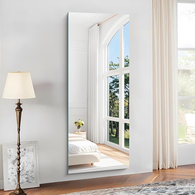 KOCUUY Frameless Mirror, 60"x24" Large Bathroom Mirror for Over Sink, Unframed Mirrors for Wall Upgraded Shatterproof Design, Modern Decorative for Bedroom, Living Room, Entryway