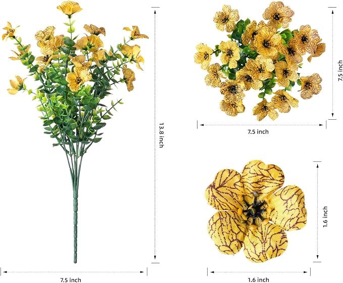 florisso Artificial Fall Flowers Fake Mums for Outdoor Autumn Decoration | 12 Bundles Faux Silk Orange Yellow Mums Daisy Look Real UV Resistant for Outside Home Porch Patio Planter