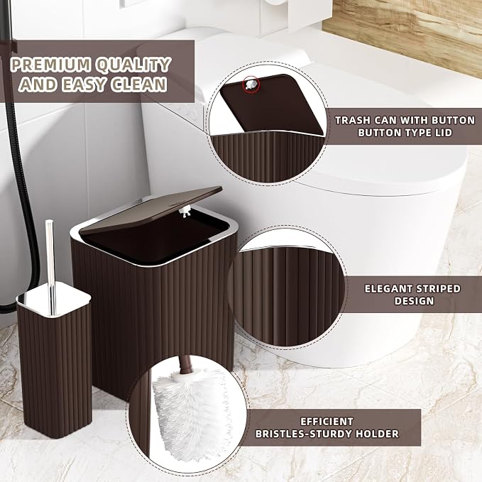 XLHOMO 26PC Bathroom Accessories Set - Gorgeous Brown Bathroom Set, Bathroom Accessory Set, Shower Curtain Set with Bathtub Mats for Shower Tub, Trash Can & Soap Dispenser