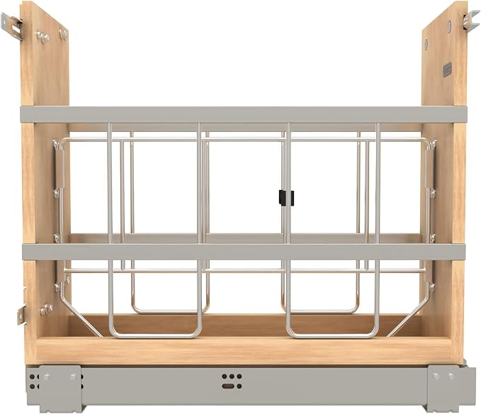 Rev-A-Shelf 5" Pullout Wooden Bakeware Organizer w/Blum Soft-Close for Full Height Base Kitchen Cabinets, Foil Wrap/Tray Divider, Min Opening Width of 5.5", 447-BCSC-5C