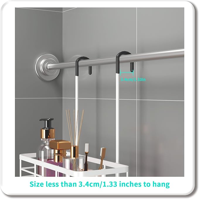 HapiRm Hanging Shower Caddy Organizer - No Drilling Shower Organizer with Inclined Shelf, Rustproof & Waterproof 304 Stainless Steel Bathroom Caddy - White