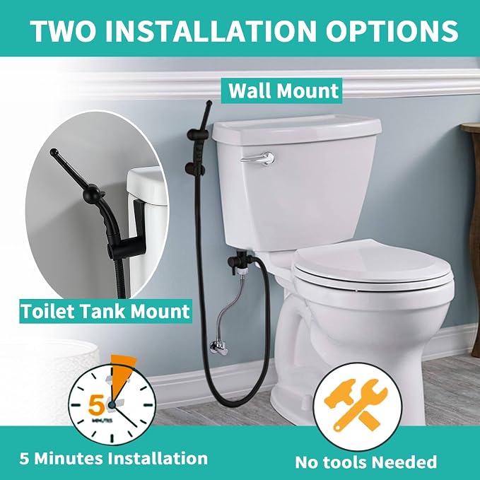 BARROCK Bidet Sprayer for Existing Toilet, Advanced Handheld Ergonomic Jet Spray Set with Precision Water Pressure Control for Muslim Shower/Feminine Hygiene/Pet Cleaning, Matte Black