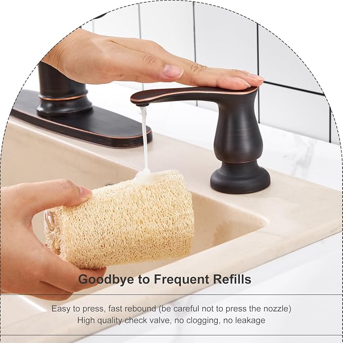 Kitchen Sink Soap Dispenser Oil Rubbed Bronze, G086ORB-G | Under Sink Soap Dispenser with 40" Silicone Extension Tube, Say Goodbye to Frequent Refills