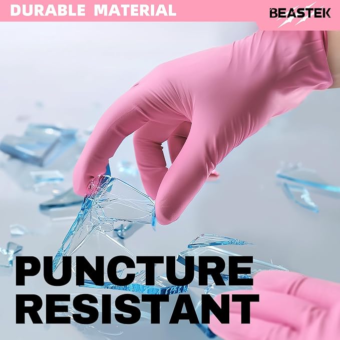 Medical Nitrile Exam Gloves Disposable Powder-Free, 4 Mil 100 Count | Super Soft •Powder-Free •Latex-Free •Examination •Cooking •Cleaning •Food Prep •Esthetician •100 Ct • Rose Quartz