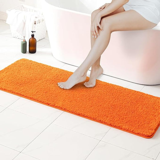 MIULEE Fall Orange Bathroom Runner Rugs Soft Microfiber Bath Mat 16x60 Inch | Absorbent, Non Slip, Quick Dry, Fluffy Bath Rugs for Bathroom Floor Tub Showers, Machine Washable