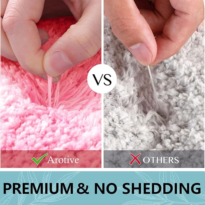 Arotive Microfiber Bathroom Rugs, Shaggy Soft Absorbent Bath Rug, 24x16 | Pink, Rubber Backing Thick Plush Machine Washable Dry Bath Mats for Bathroom, Tub and Shower, Rectangular