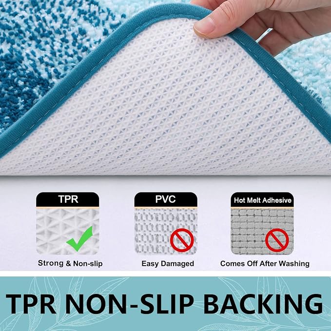 Arotive Microfiber Bathroom Rugs, Shaggy Soft Absorbent Bath Rug, 24x16 | PeacockBlue, Rubber Backing Thick Plush Machine Washable Dry Bath Mats for Bathroom, Tub and Shower, Rectangular