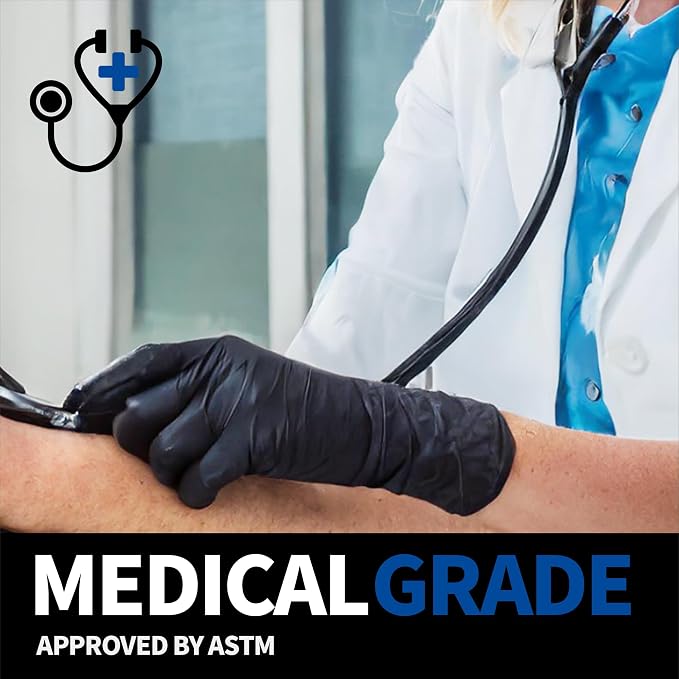Soft Max Disposable Nitrile Exam Gloves, Powder-Free Black 100 Ct | Soft Max™ Disposable Nitrile Exam Gloves Latex-Free Powder-Free Medical Food Safe Cooking Cleaning, 100 Ct Black