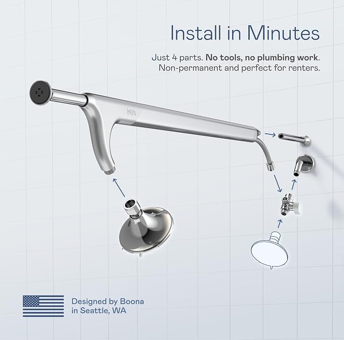 BOONA Tandem Shower as seen on Shark Tank | Dual Shower Head for Couples | King Krome, One Showerhead