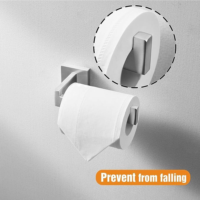 HITSLAM Brushed Nickel Toilet Paper Holder Premium 304 Stainless Steel Square Toilet Roll Holder for Bathroom Rustproof Wall-Mounted 2 Pack