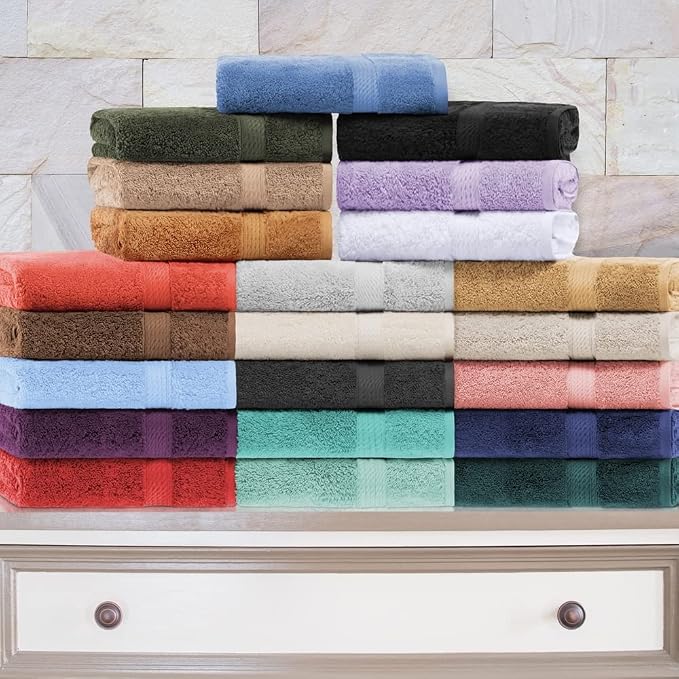 Superior Egyptian Cotton Plush & Absorbent, Face Towel Set of 6, Black | Quick Dry, Soft Luxury Towel Set, Bath Essentials for Bathroom, Guest Bath, Spa, 6 Piece Face, Madeline Towels