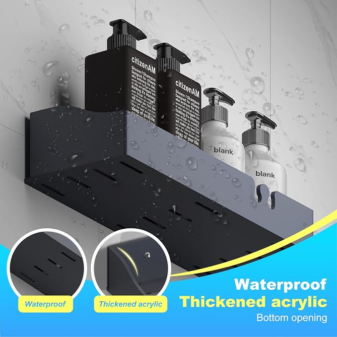 Acrylic Shower Caddy Bathroom Organizer,Rustproof Shower Shelves - No Drilling Wall Mount Shelf, Adhesive Bathroom Storage For Shampoo With Soap Holder 3 Pack