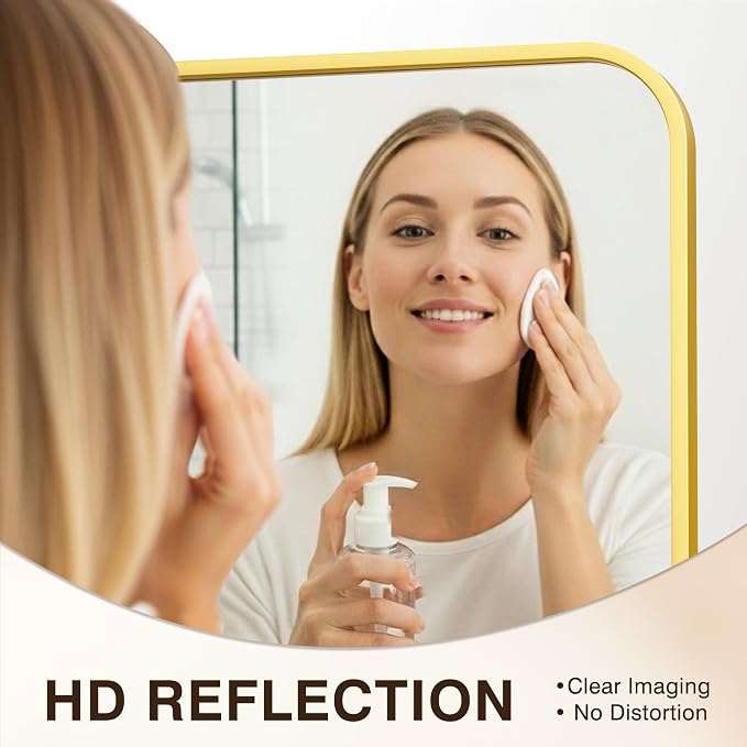 FICTOR Bathroom Mirror for Over Sink, 20"x30" Vanity Mirror for Wall, Gold | Shatterproof Tempered Glass, Anti-Rust Frame, Vertical/Horizontal Mounting, Wall Mirror for Bedroom, Living Room, Entryway