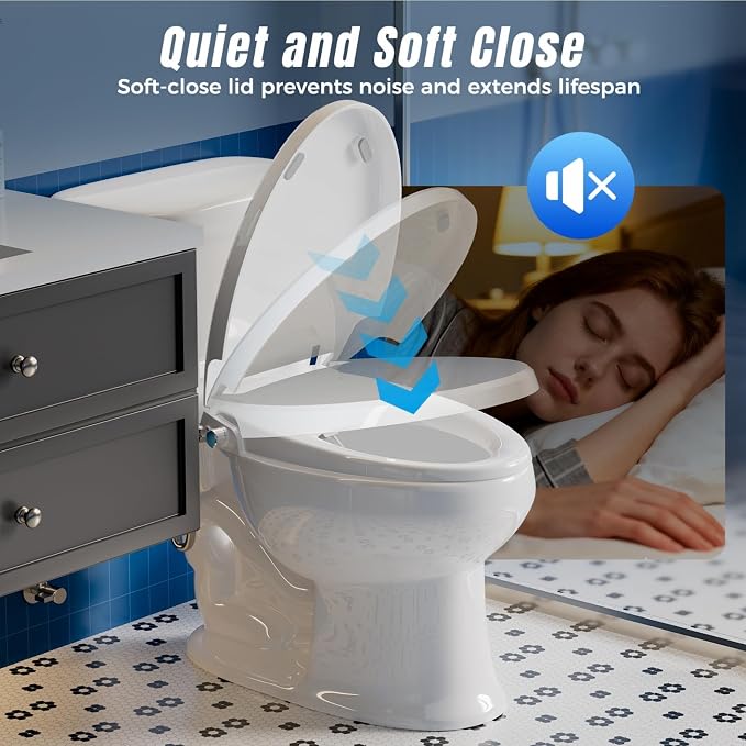 Clirass Bidet Seat Non-Electric Bidet Toilet Seat with Soft Close, Fit Elongated Toilet, Dual Nozzle Cold Water Bidet Attachment for Toilet Seat, Feminine & Rear Wash (Elongated)