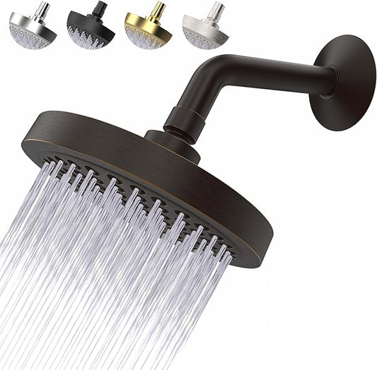 Shower Head - High Pressure 2.5 GPM - Oil Rubbed Bronze | Anti-clog silicone nozzles, removable restrictor, easy-clean fixed replacement