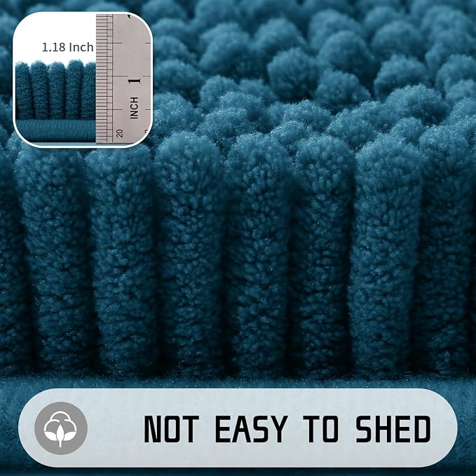 Yimobra Long Bathroom Rugs 44"x24", Extra Soft Non Slip Bath Mat for Tub, Super Absorbent Quick Dry Shaggy Rug Floor Carpet, Machine Washable,Peacock Blue