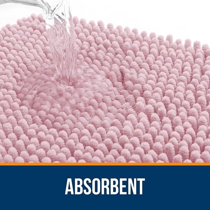 OLANLY Large Bathroom Rugs 47x32, Extra Soft Absorbent Chenille Bath Rugs | Dusty Rose, Quick-Drying Rubber Backing, Machine Washable Bath Mat for Bathroom Floor, Tub and Shower, Home Decor Accessories