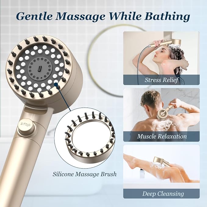 FEELSO Filtered Shower Head with Handheld, High Pressure Shower Filter Head | ON/OFF Switch, Anti-clog Nozzles, 4 Spray Showerhead with Filters for Hard Water, Remove Chlorine, Reduce Dry Itchy Skin