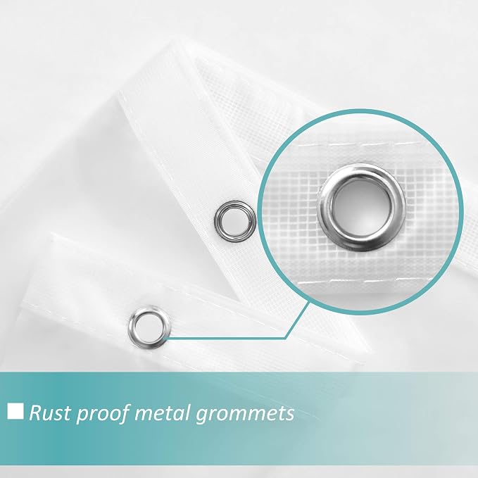 72x108 Extra Long Shower Curtain Liner with Magnets, Frost | 3 Bottom Magnets,12 Rustproof Grommets,Water Proof Lightweight PEVA,72W x 108H Super Long Shower Liner for Bathroom