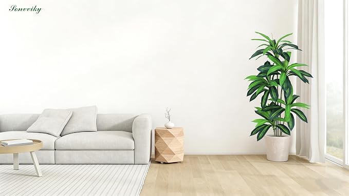 5FT Artificial Dracaena Tree - Fake Plants for Home Decor Indoor,Faux Outdoor Plants with Lifelike Leaves & Resin Trunk,Tall Artificial Plants Indoor for Living Room, Office Decor