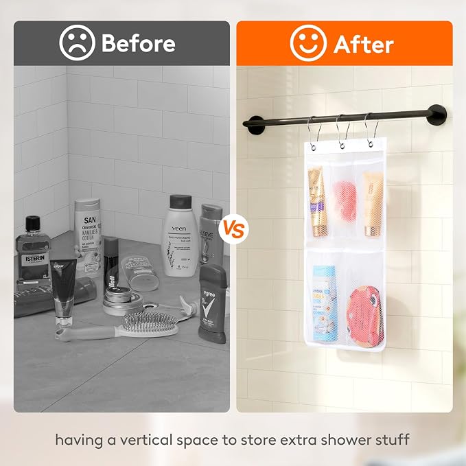 Lifewit Mesh Shower Caddy, 5 Pockets Hanging Bathroom Organizer, 1 Pack | 12" x 20", Attached 3 Hooks, Quick-Dry, Portable, Cruise Essentials, Idea for Toiletry, RVing, Travel, Camping