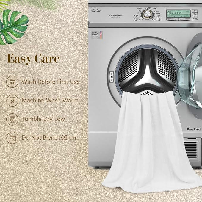 Orighty Bath Towels, Soft Feel Bath Towel, 2 Pack (27'' x 54'') | Highly Absorbent, Quick Drying Microfiber Towels for Body, Sport, Yoga, SPA, Fitness, Bathroom -White