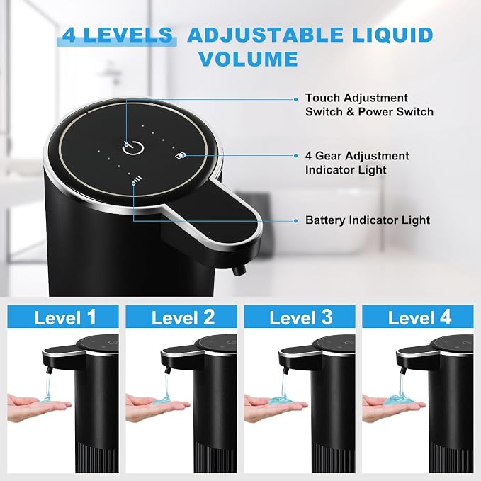 RYTOXILO Automatic Soap Dispenser, 2 Pack Black and White Touchless Liquid Soap Dispensers for Bathroom, 13.5 Fl Oz Plastic Electric Auto Dish Soap Dispenser Wall Mount for Kitchen