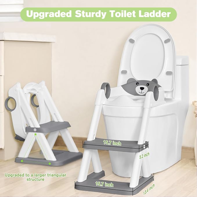 COOSEYA Toilet Seat, Potty Training Seat for Toddler, Upgraded 2-in-1 Potty Toilet Training for Boys and Girls,Waterproof Cushioned Mat with Non-slip Step Stool