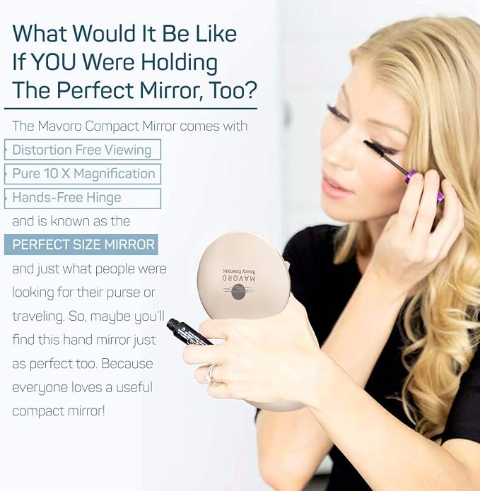 4" Compact Travel Makeup Mirror,1x/10x Magnification, Dual-Sided (Gold)