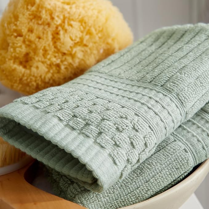 100% Cotton Bath Towel Set | 6-Piece Set | Eucalyptus | Absorbent & Quick-Dry Bathroom Towels | Textured and Durable Cotton Towels for Bathroom | OEKO-TEX | Krista Collection
