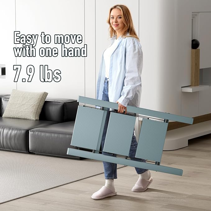 Mayi Plus 3 Step Stool Foldable, Aluminum, Lightweight Step Ladder | Extra-wide anti-slip folding steps with 330 lbs, for home,kitchen,office,outdoor,office,Blue