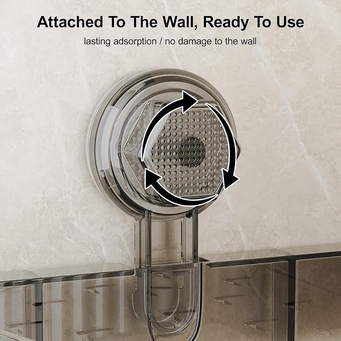 Adhesive Shower Caddy Suction Cup Shower Shelves for Inside Shower No Drilling Bathroom Organizers and Storage Wall Shelf Rack Clear(black,corner)