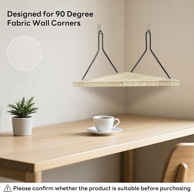 Fabric Wall Cubicle Corner Shelf with Hooks 11.8 Inch Wooden Triangular Cubicle Corner Shelf for Office Fabric Walls Display Storage Hanging Organizer for Work Decor Photo Frame